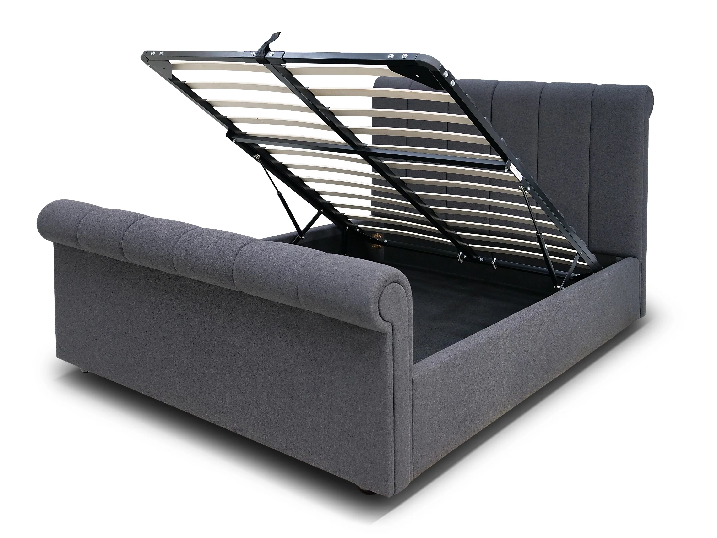 CONAUGHT Ottoman Bed – (Dark Grey Fabric) | Available in 3 Sizes - Image 6
