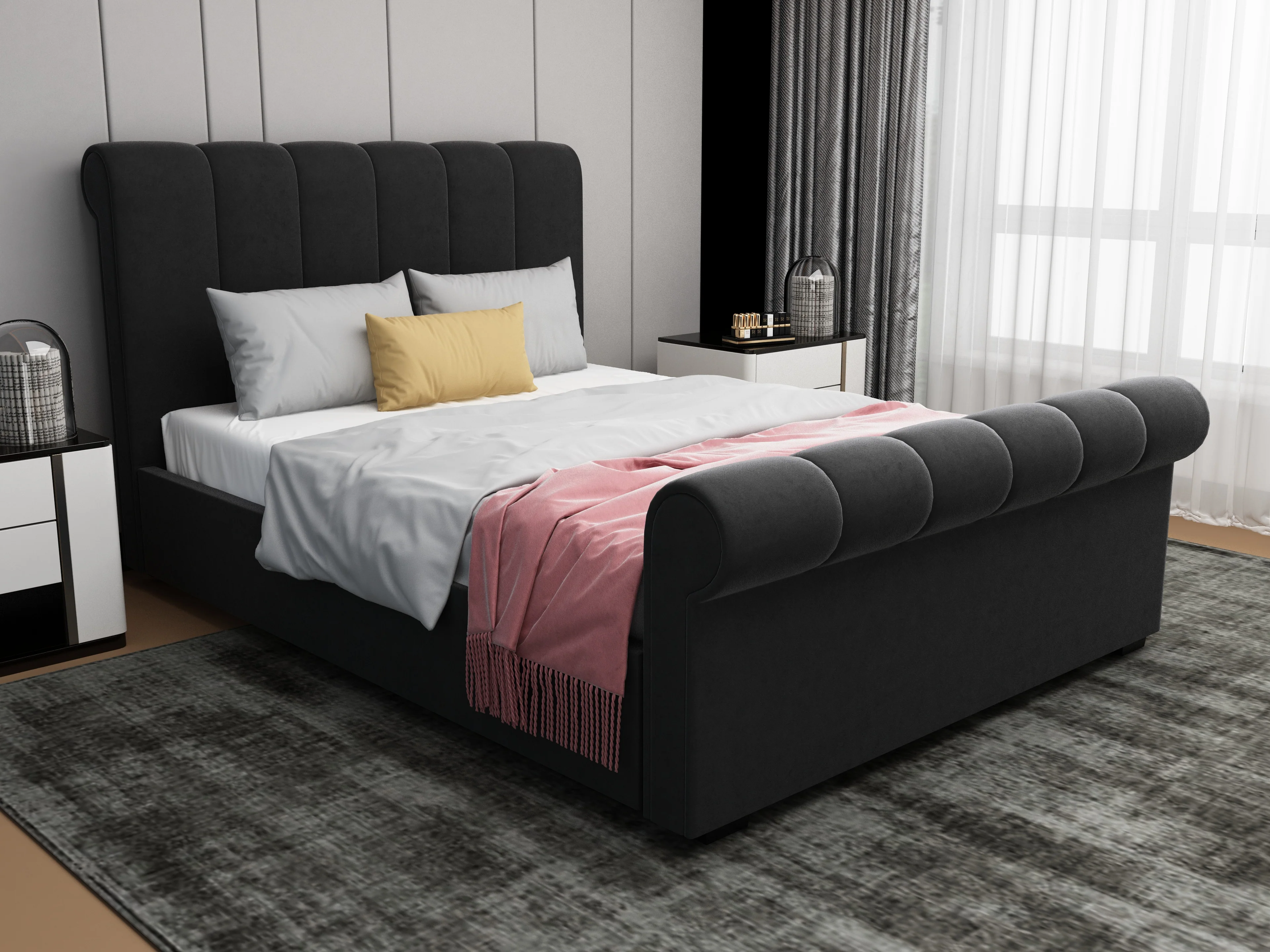 CONAUGHT Ottoman Bed – (Dark Grey Fabric) | Available in 3 Sizes - Image 8