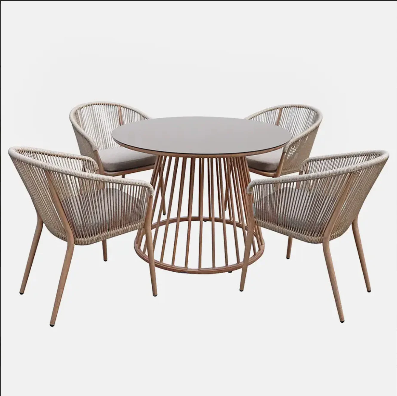 MESSINA 4-Seat Aluminium Outdoor Dining Set with Ceramic Glass Table & Cushions - Image 4