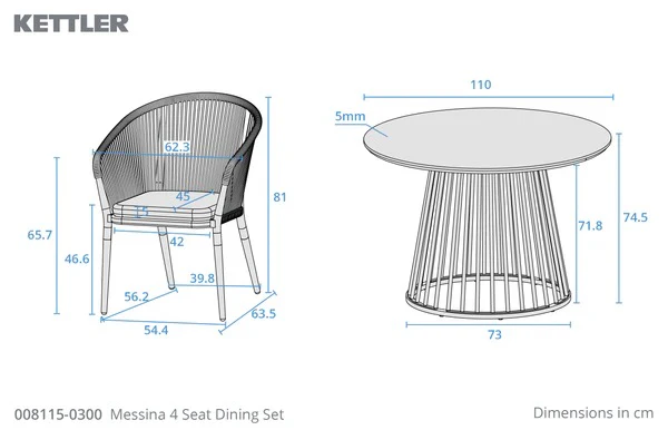 MESSINA 4-Seat Aluminium Outdoor Dining Set with Ceramic Glass Table & Cushions - Image 5