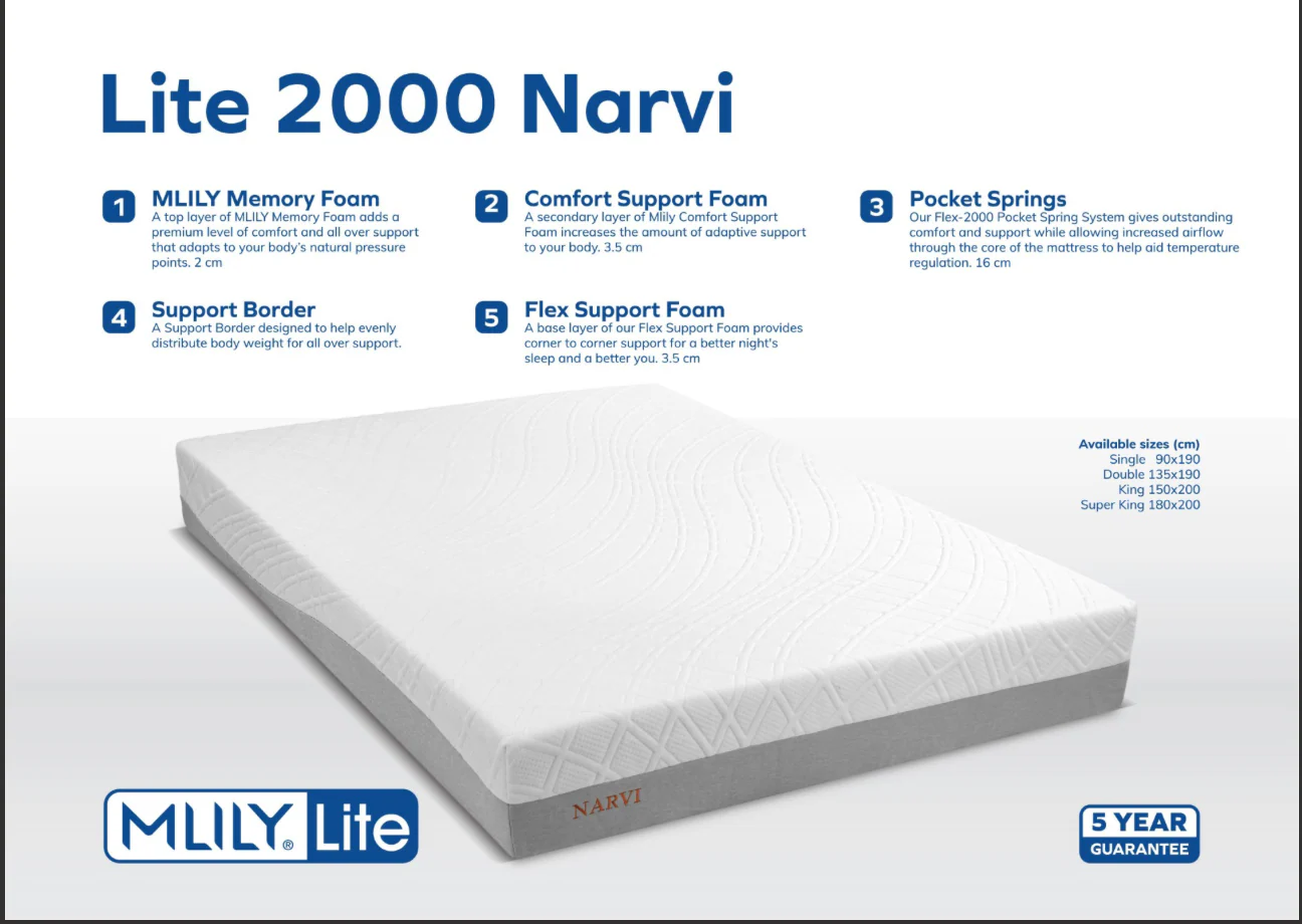 MLILY LITE 2000 Narvi Mattress | Pre-Order DHD 10–14 Days