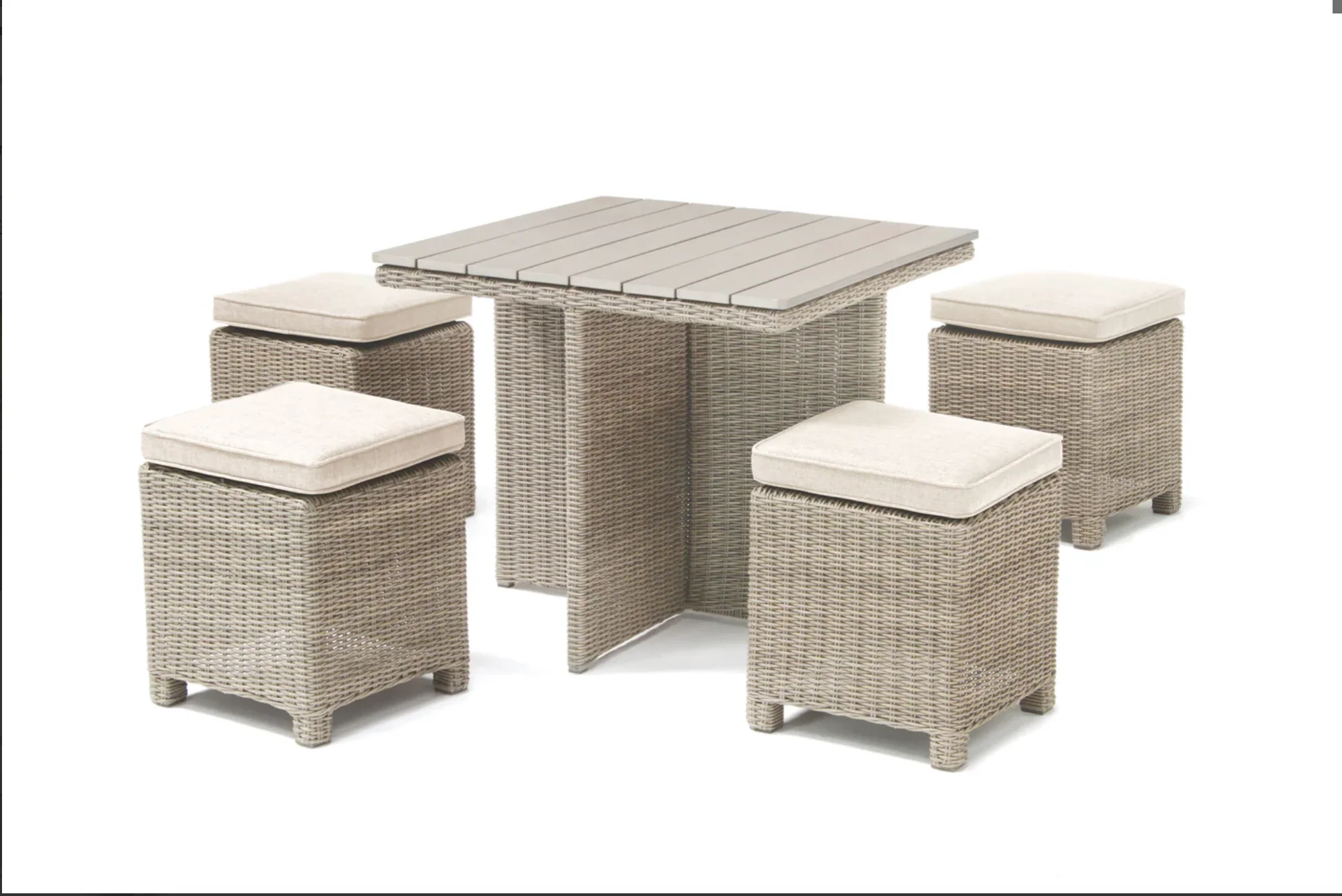 PALMA 4 Seat Outdoor Wicker Cube Dining Set - Image 3